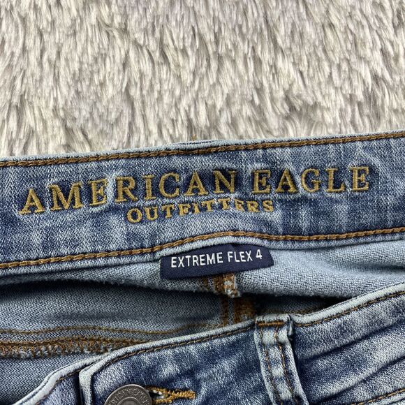 American Eagle Jeans Mens 30x30 Blue Extreme Flex 4 Distressed Original Straight - Picture 11 of 13